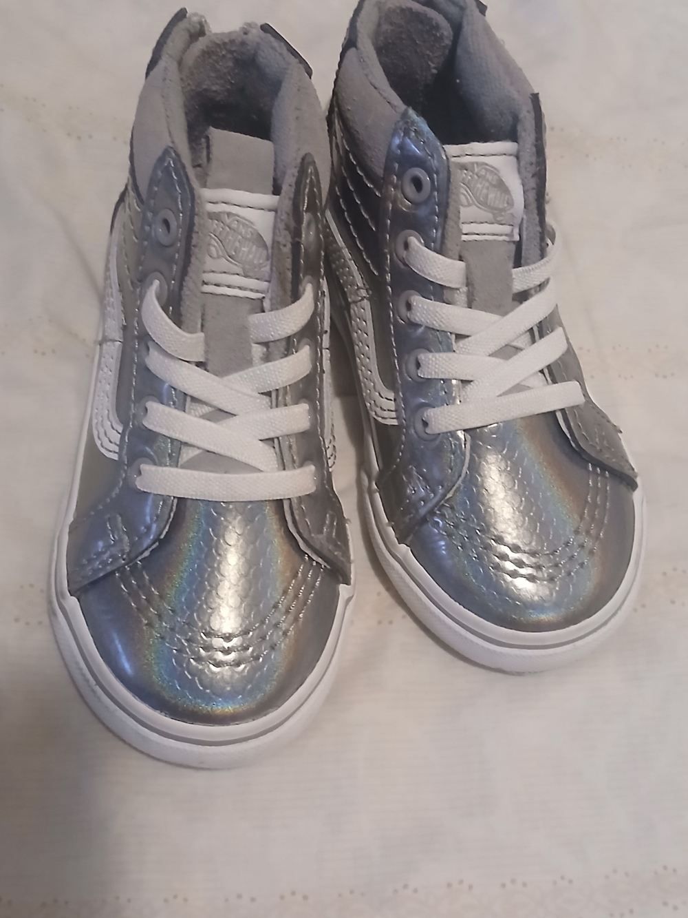 Kids Iridescent High-Top Sneakers - Silver Size 7 Toldder